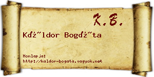 Káldor Bogáta névjegykártya